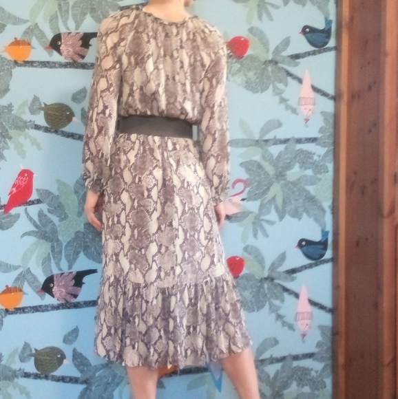Snake/Python Print Midi-Dress with Belt - Picture 4 of 10